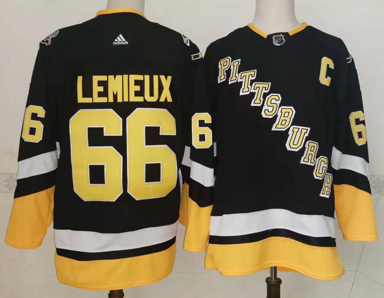 Men Pittsburgh Penguins #66 Lemieux Black New 2022 Adidas NHL Jersey